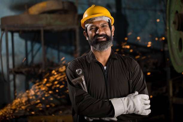 Smiling industrial worker portrait